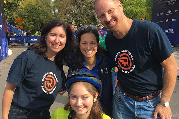 Suzanne Albert and family at an NYRR race finish